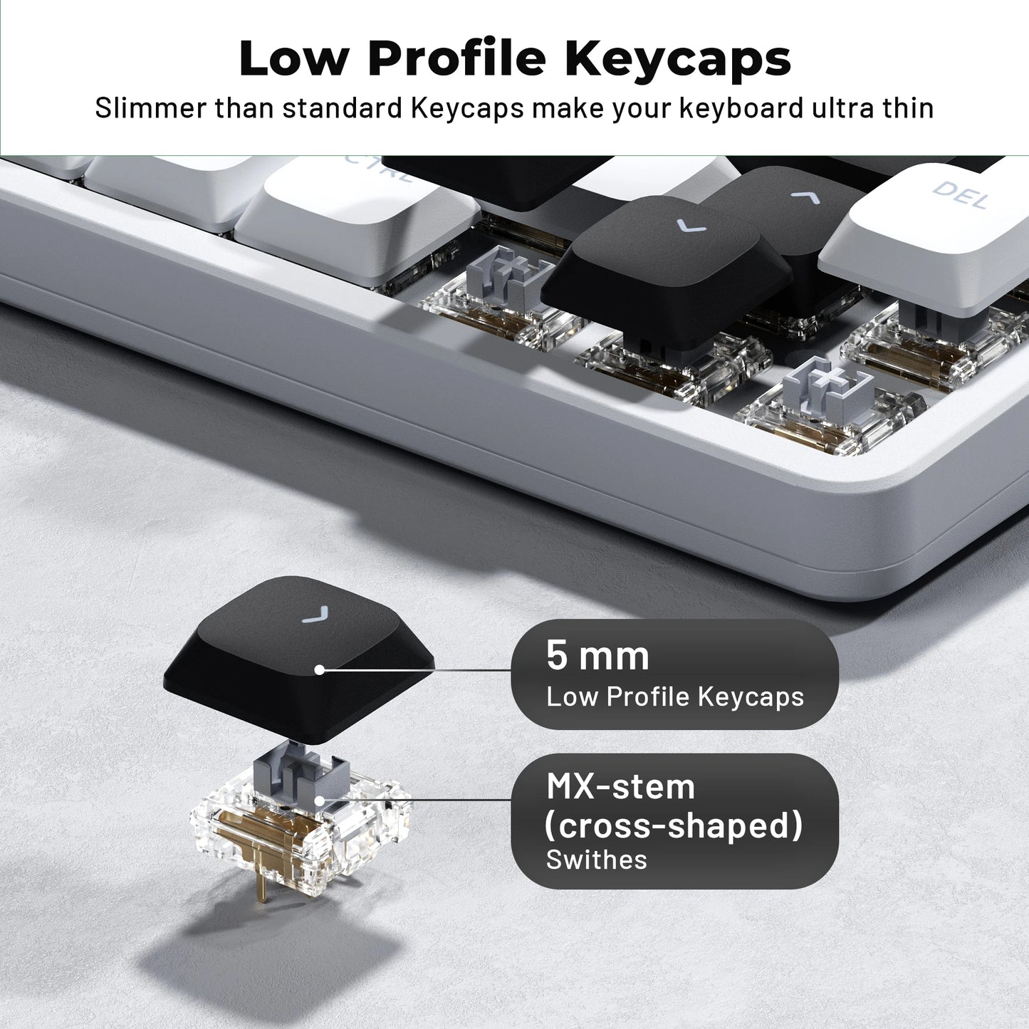 YMDK Ultra-slim Low Profile Keycaps 127 Keys Dye-Sub JWA Profile Backlit Shine Through Keycap for nuphy keychron 61/68/87/98/104/108 MX Ultra-Slim Keyboard