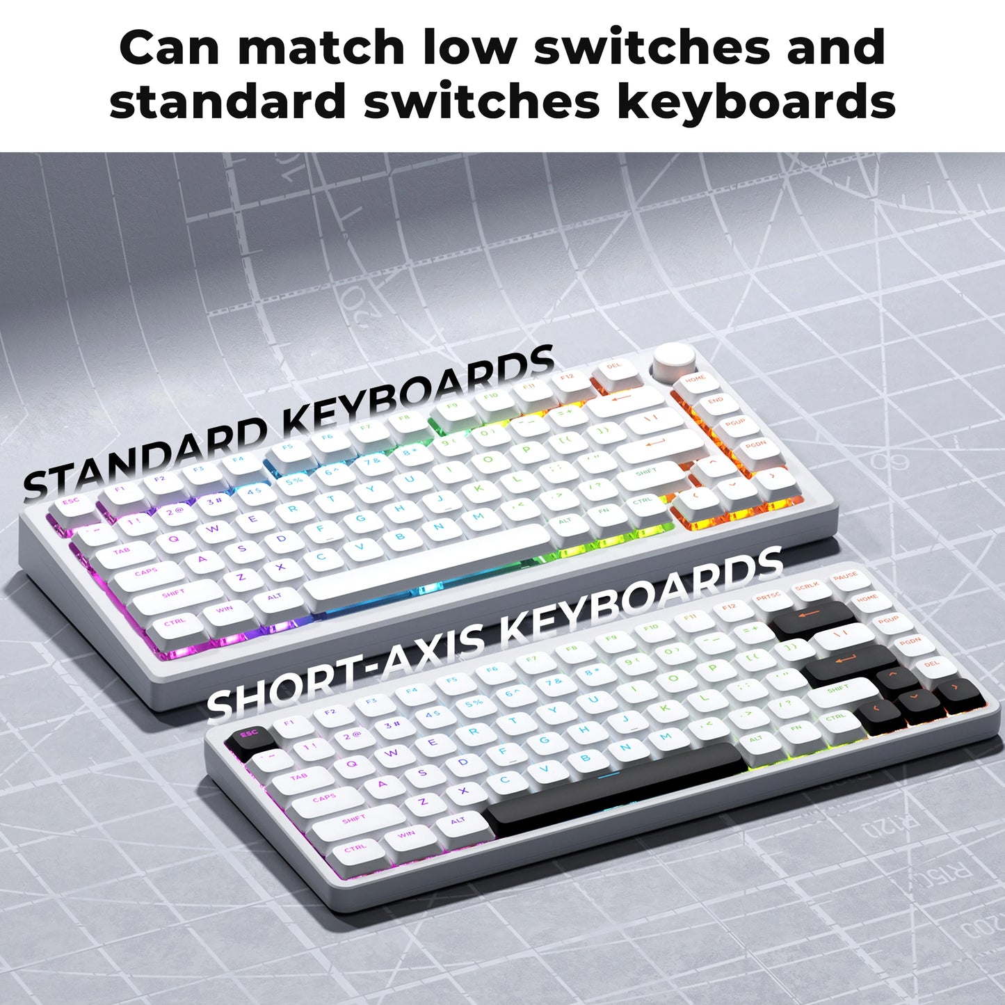 YMDK Ultra-slim Low Profile Keycaps 127 Keys Dye-Sub JWA Profile Backlit Shine Through Keycap for nuphy keychron 61/68/87/98/104/108 MX Ultra-Slim Keyboard