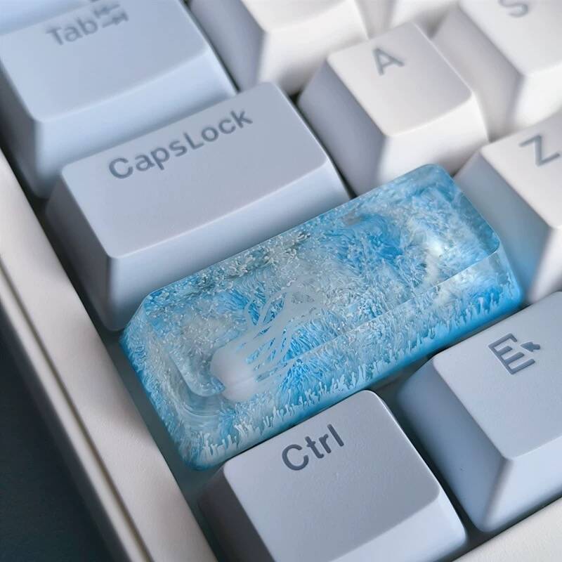 YMDK Coral Jellyfish Personality Keycaps Blue Ocean Translucent Key Caps Handmade Resin Keycap for MX Mechanical Keyboard