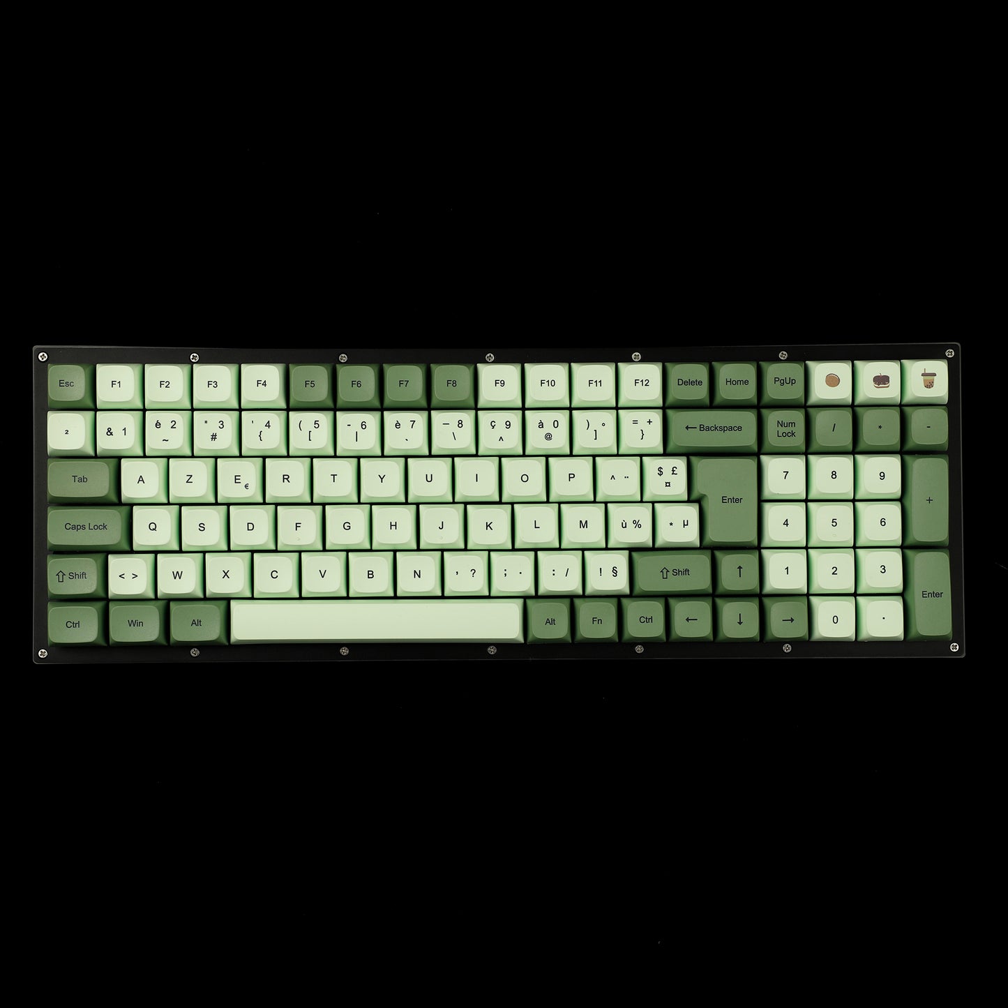 YMDK Matcha Theme ZDA Profile Keycap German French Spain ISO Keycaps( Dye Sub PBT XDA V2 Support 104 96 87 61 KBD75 80 GK64 68 Keychron)