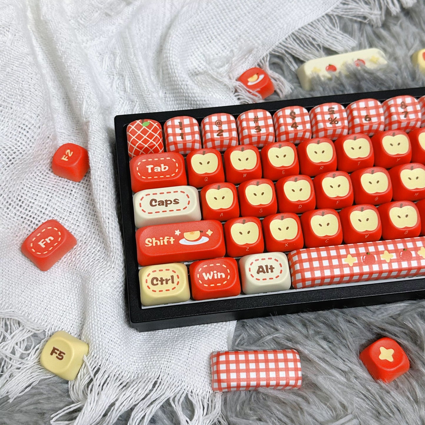 YMDK Green Apple 97 Keys MOA Profile PBT Dye-Sub Keycaps, Compatible with 87 Layout Mechanical Keyboard