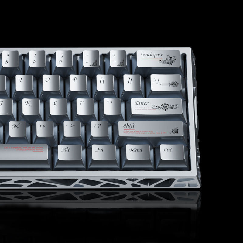 YMDK 126 keys Key of Time Theme Cherry Profile Metal Texture Keycaps Five-sided Dye Sub UV Print Keycap for 61/68/75/87/96/100/104/108 MX Mechanical Keyboard