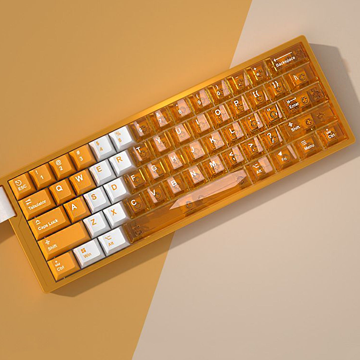 YMDK PBT+PC Transparent Keycaps Cherry Profile Shine Through Top Print Dye Sublimation Keycap for MX 61/64/68/84/87/100/104/108 MX Mechanical Keyboard