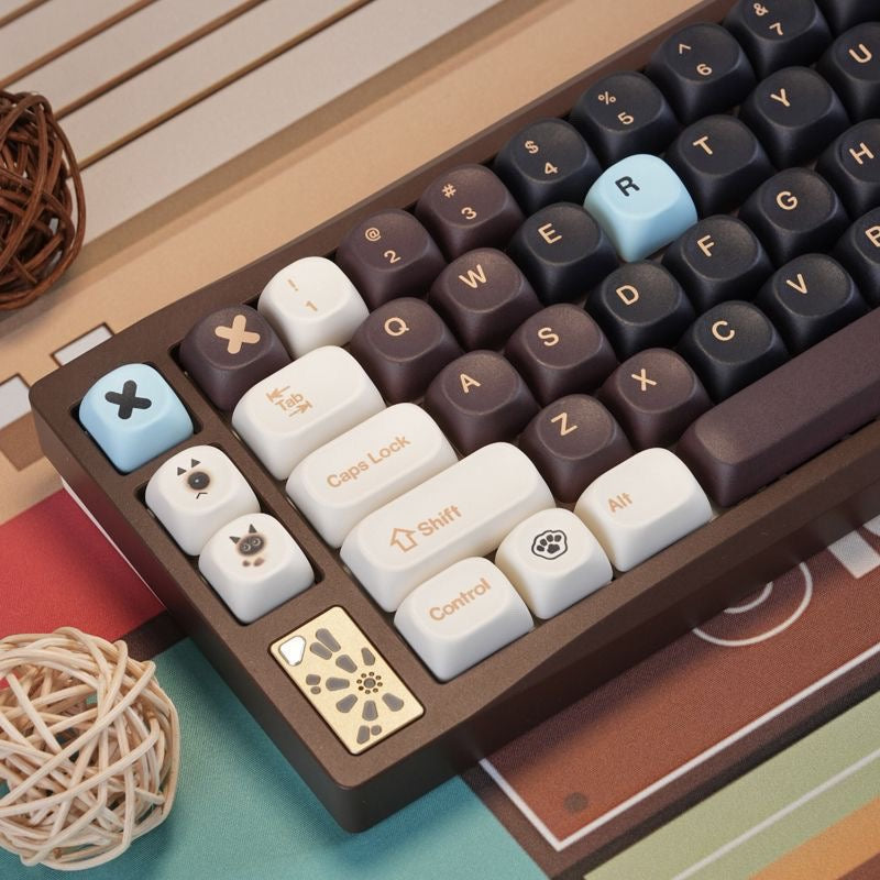 YMDK 129 Keys Brown Sugar Bobo Theme Keycaps MOA Profile PBT Dye Sub Custom Keycap for 75/87/98/104/108 Layout MX Mechanical Keyboard