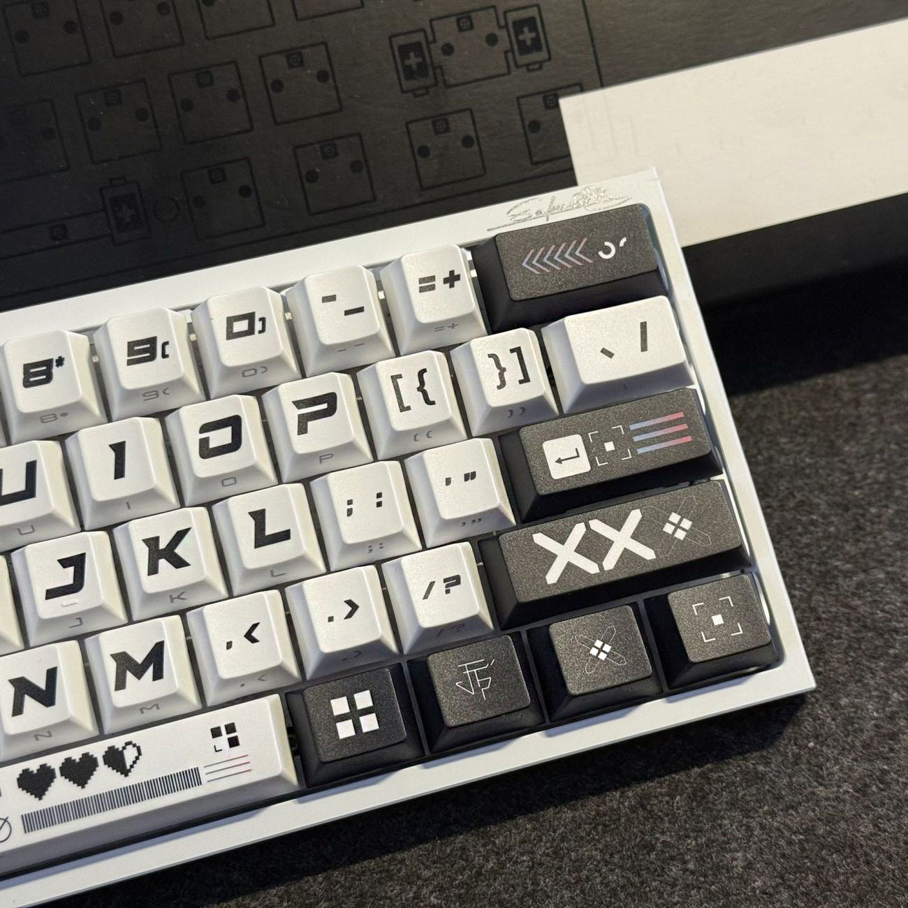 YMDK 125 Keys Black White Printing Cherry Profile Top Print Sidelit Dye Sub PBT Keycaps for 65/75/87/98/100/104 MX Mechanical Keyboard