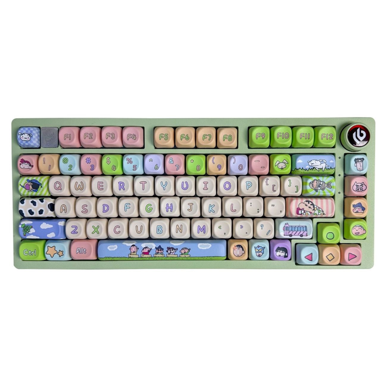 YMDK Crayon Cute Cartoon Anime Naughty 118keys Keycap MOA Profile 5 Sides Dye Sub PBT High-value Keycaps for 61/68/75/87/96/100/104/108 MX Mechanical Keyboard