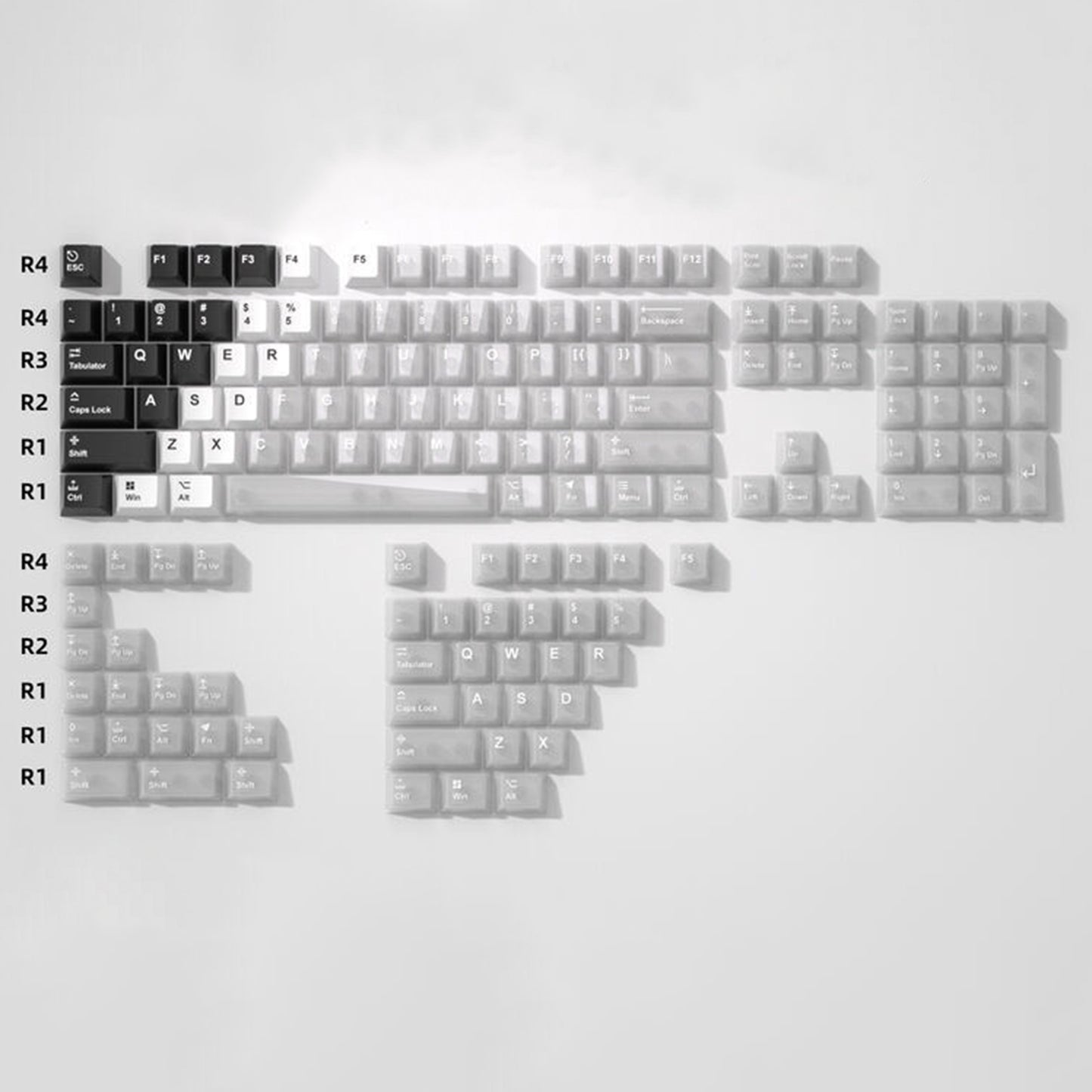 YMDK PBT+PC Transparent Keycaps Cherry Profile Shine Through Top Print Dye Sublimation Keycap for MX 61/64/68/84/87/100/104/108 MX Mechanical Keyboard