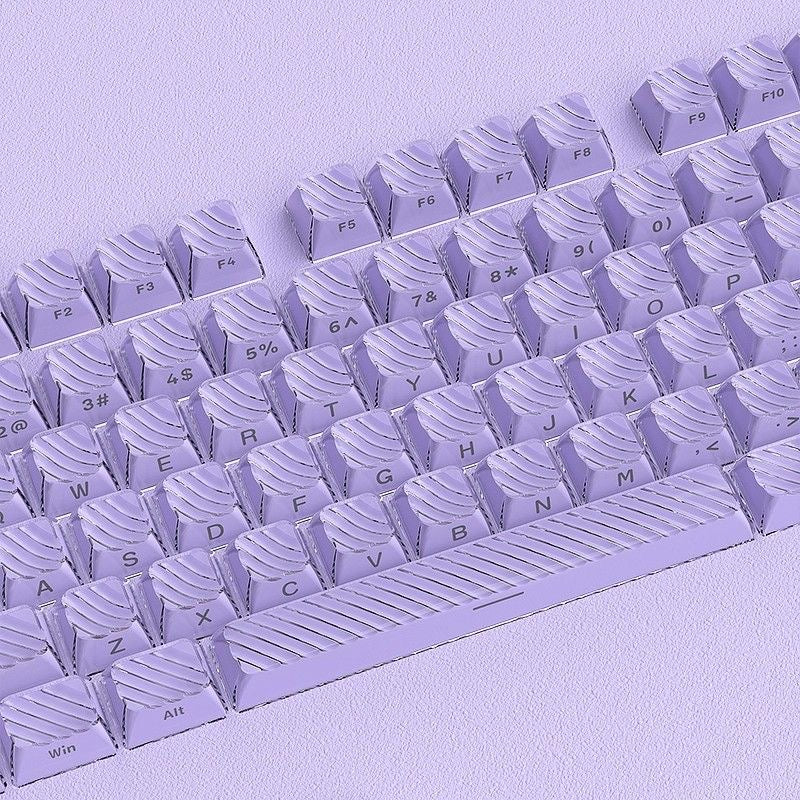 YMDK Demon Wave Blue, White, Pink, Purple Keycaps OEM Side-Printed 136 Key PC Shine Through for 61/64/68/84/87/96/108 Mechanical Keyboards