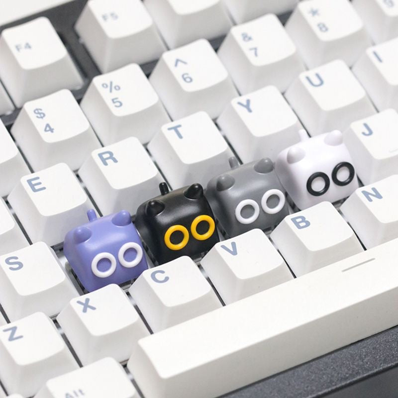 YMDK 1 pcs Cat Cute Black White Gray Purple Cartoon Resin Personalized Custom Keycaps for MX Gaming Mechanical keyboard