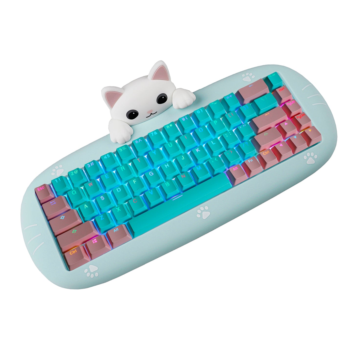 YMDK Meow68 keyboard Cat Custom Triple-Mode RGB Hot Swappable meow 68 Fully Mechanical Keyboard(Support Macro Programmable Bluetooth&Wired&2.4G)
