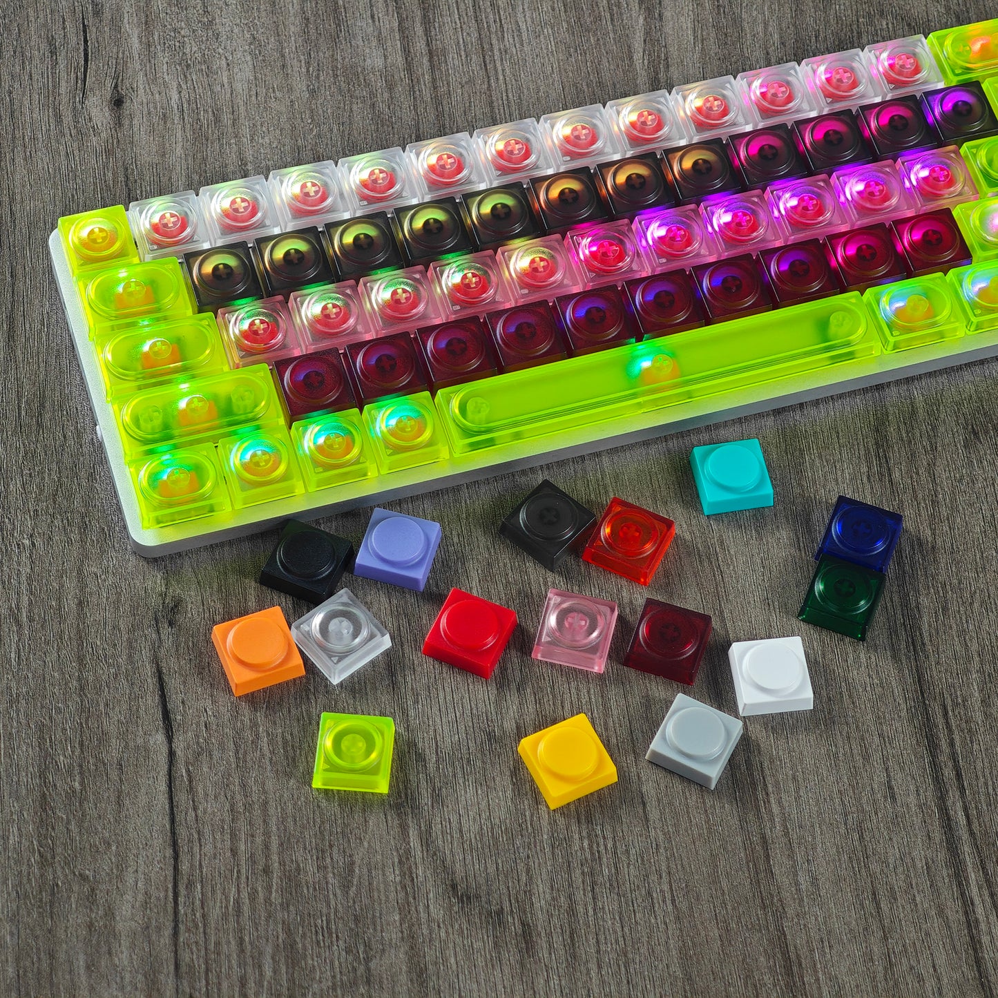 YMDK Blocks Keycap 32 Keys Modifiers Novelty Keys Keycaps Set Transparent Frosted Key Cap PC for MX Switches Mechanical Keyboard