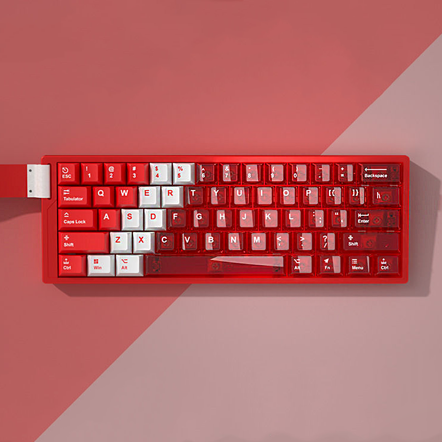 YMDK PBT+PC Transparent Keycaps Cherry Profile Shine Through Top Print Dye Sublimation Keycap for MX 61/64/68/84/87/100/104/108 MX Mechanical Keyboard