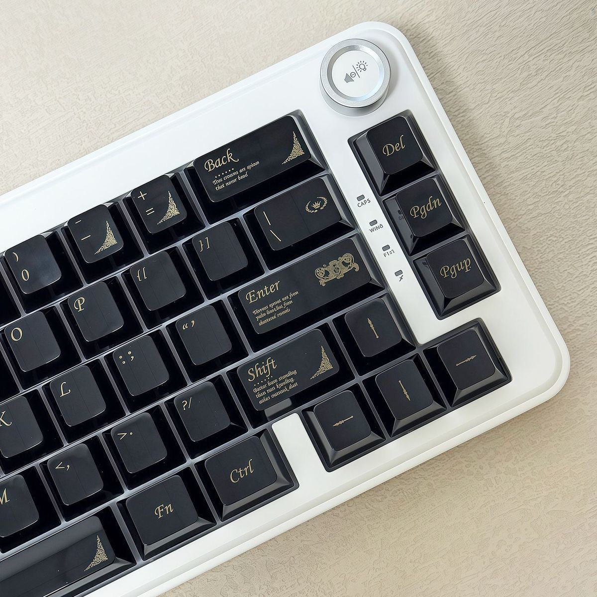 YMDK 115 Keys Black White Ceramic Feel PC Material Cherry Profile Spray Paint Keycaps for 61/68/87/98/104/108 MX Mechanical Keyboard