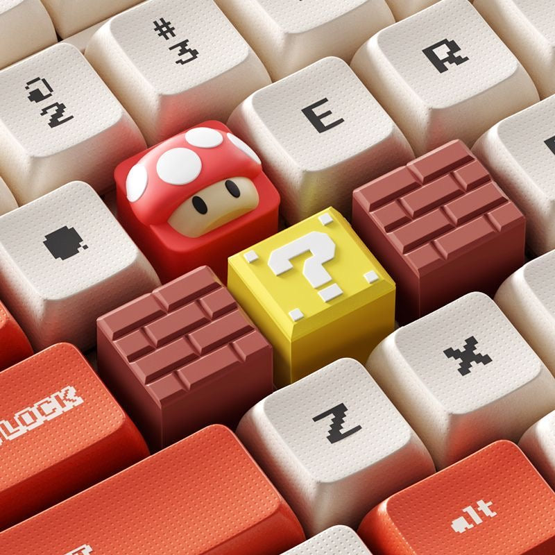 Cartoon Mushroom Question Mark Block Brick 1 pcs PVC Material Cute Personalized Custom Keycaps for MX Mechanical Keyboard