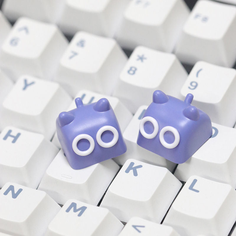 YMDK 1 pcs Cat Cute Black White Gray Purple Cartoon Resin Personalized Custom Keycaps for MX Gaming Mechanical keyboard