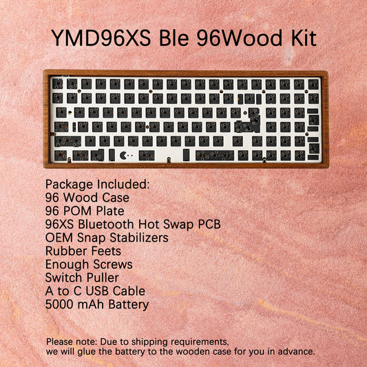 YMD96XS Ble Bluetooth Wireless Version Wooden case Mechanical keyboard kit(Standard ANSI ISO QMK Via)