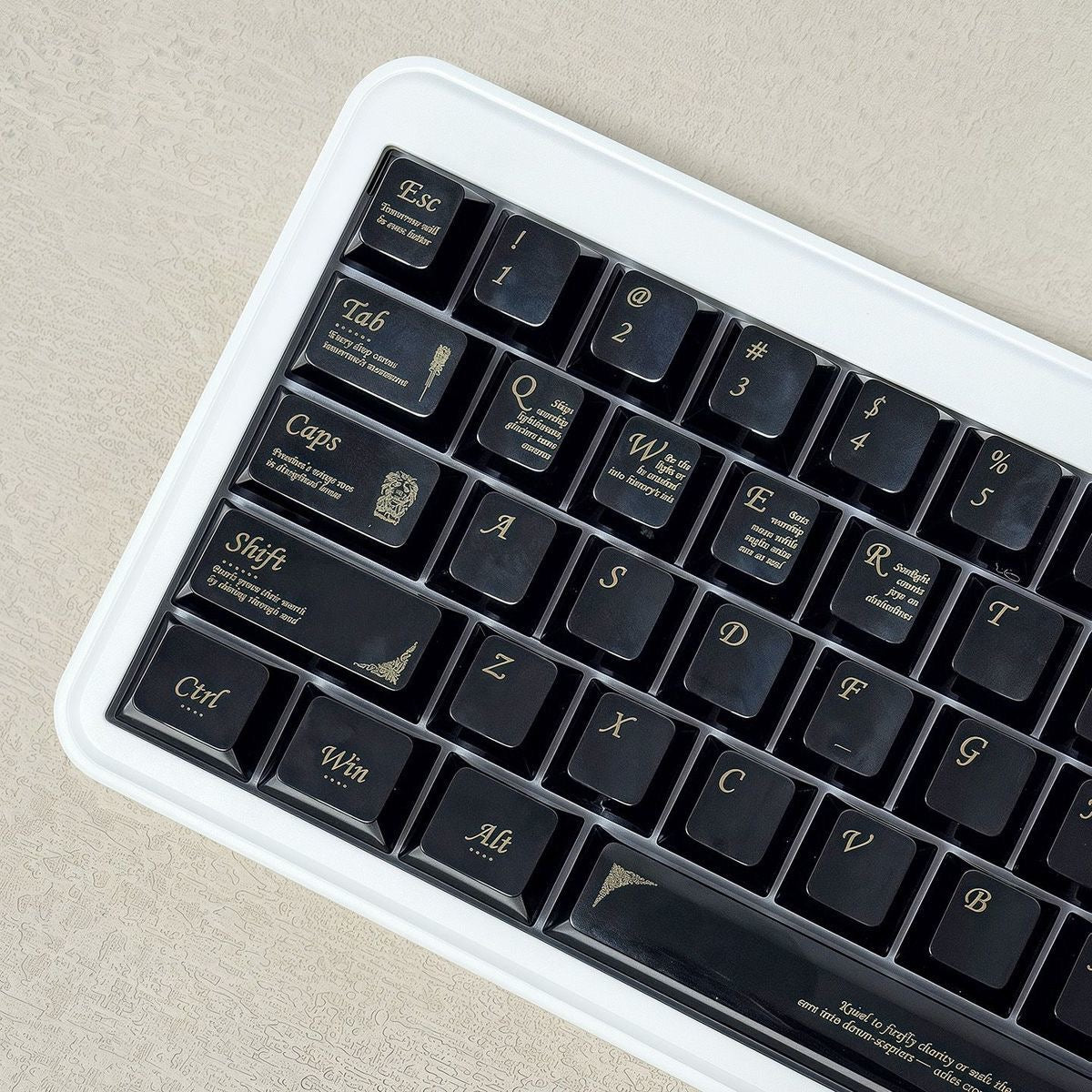 YMDK 115 Keys Black White Ceramic Feel PC Material Cherry Profile Spray Paint Keycaps for 61/68/87/98/104/108 MX Mechanical Keyboard