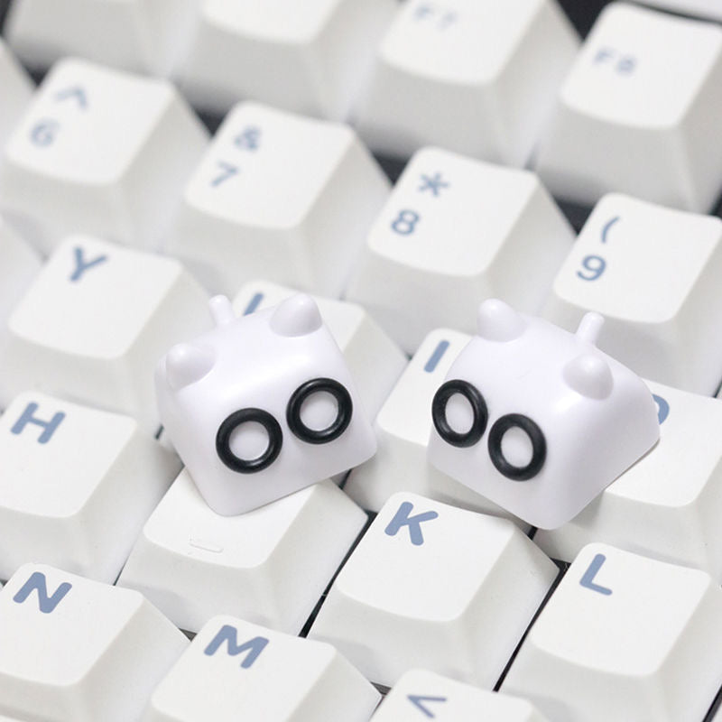 YMDK 1 pcs Cat Cute Black White Gray Purple Cartoon Resin Personalized Custom Keycaps for MX Gaming Mechanical keyboard