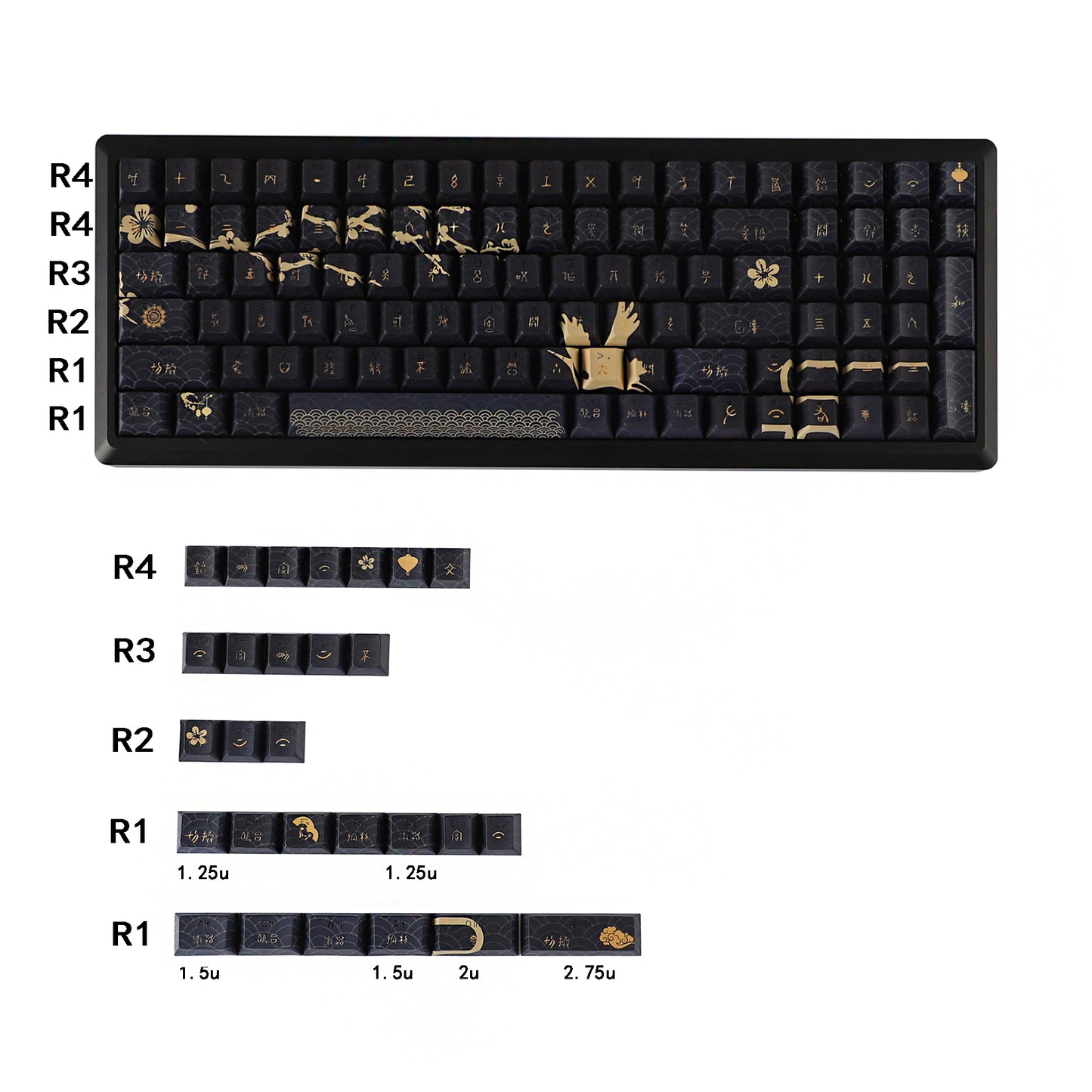 YMDK Dawn of the Other Shore Theme Keycaps Full Set 128 Keys PBT Dye Sub Cherry Profile Keycap for MX Mechanical Keyboard