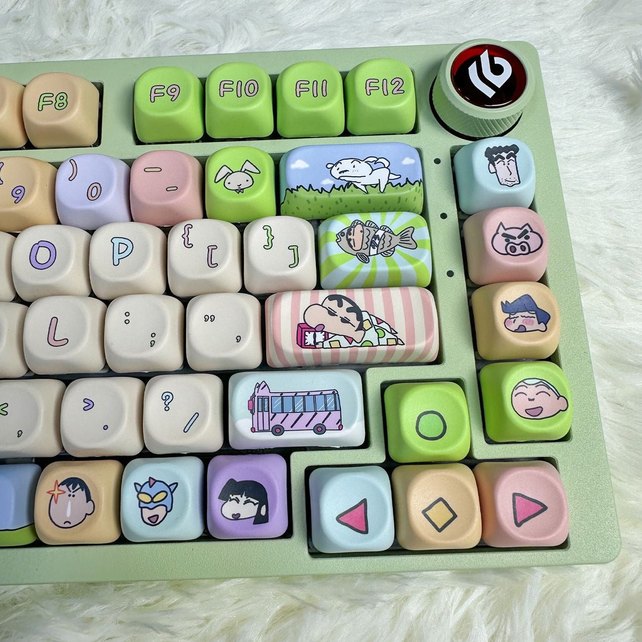 YMDK Crayon Cute Cartoon Anime Naughty 118keys Keycap MOA Profile 5 Sides Dye Sub PBT High-value Keycaps for 61/68/75/87/96/100/104/108 MX Mechanical Keyboard