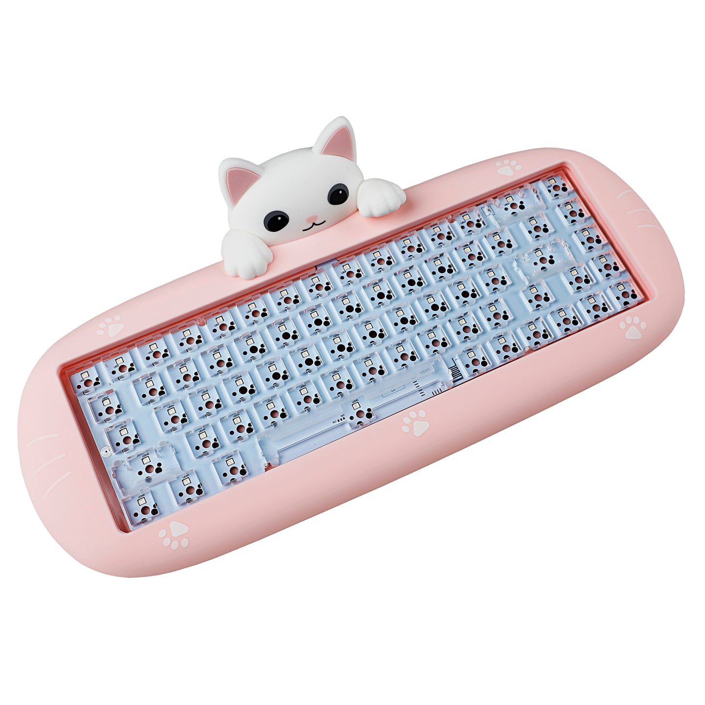 YMDK Meow68 keyboard Cat Custom Triple-Mode RGB Hot Swappable meow 68 Mechanical Keyboard Barebone(Support Macro Programmable Bluetooth&Wired&2.4G)