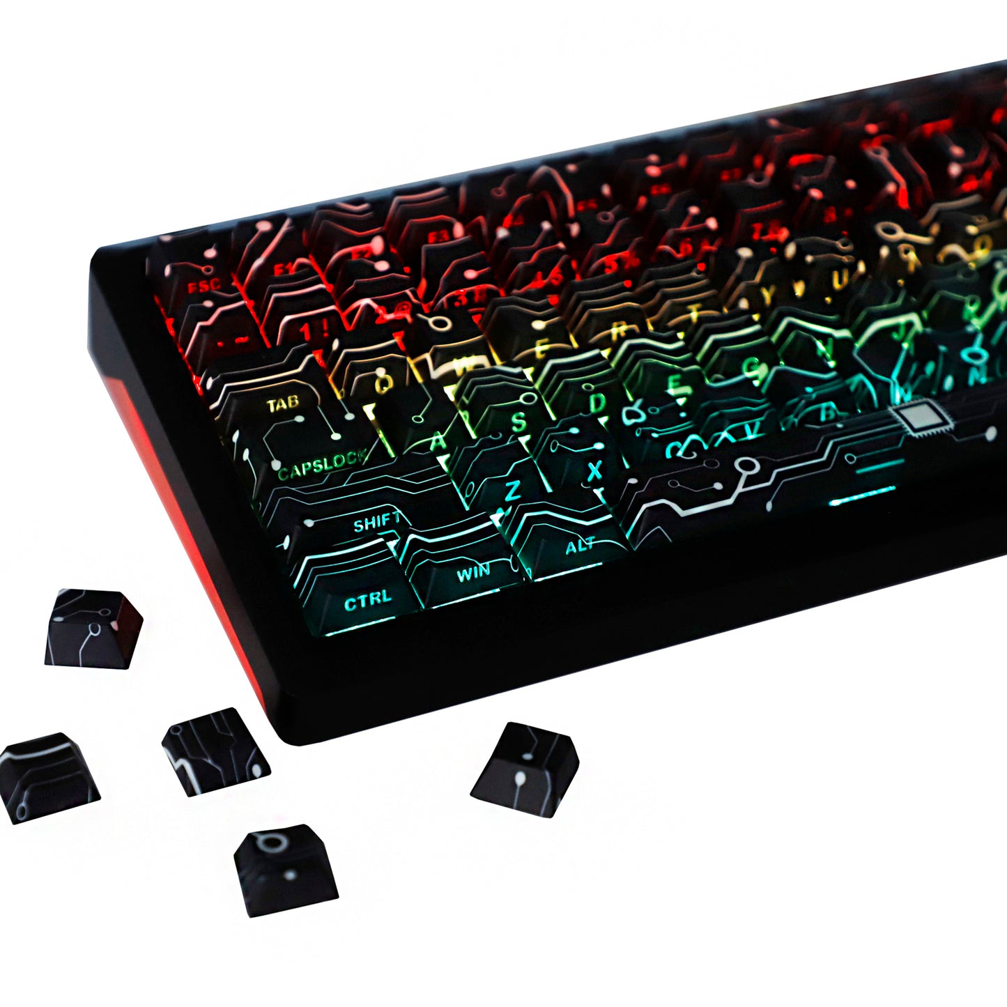 YMDK PCB Electronic Vision Theme 135 Keys PBT+PC Keycaps Side-lit Shine Through Dye Sub Custom Keycap Double Shot Cherry Profile for 60 75 100% MX Mechanical Keyboard