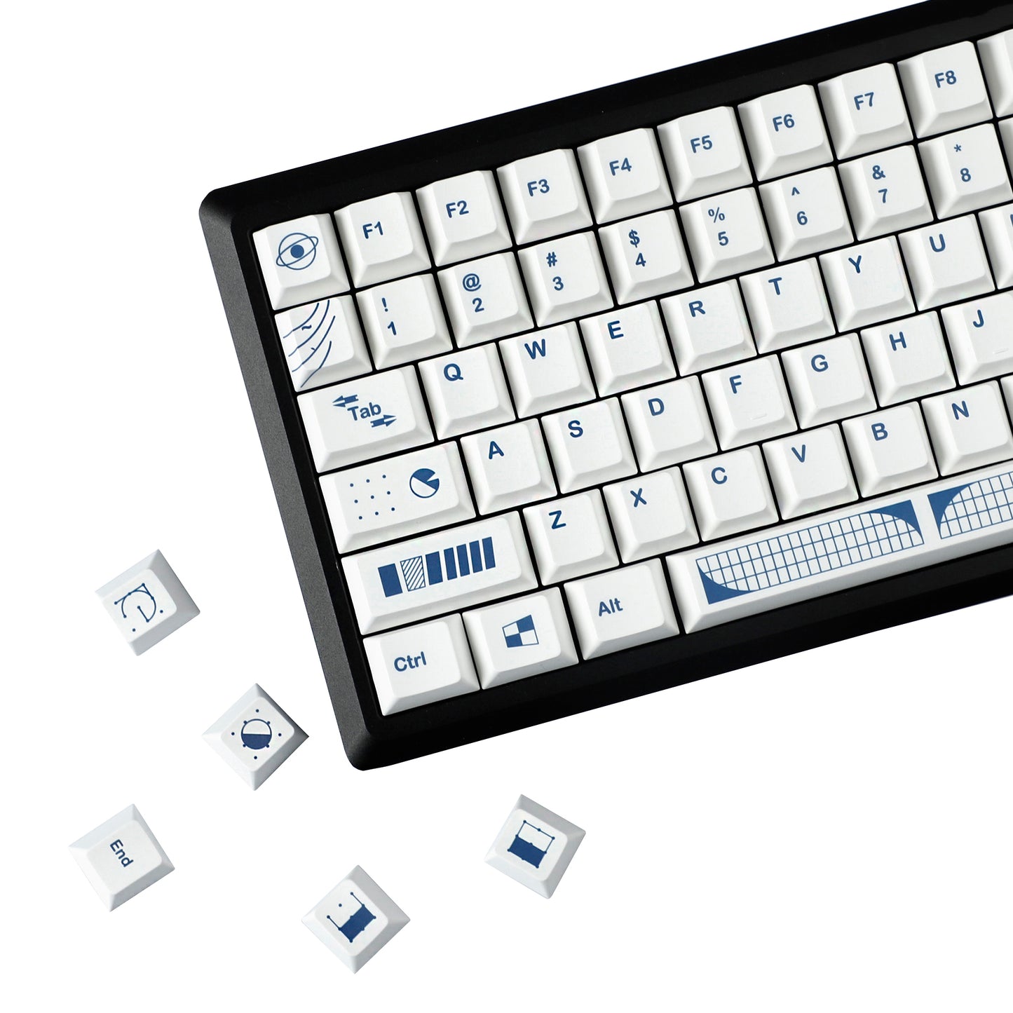 YMDK Geometry Theme Keycap 134 Keys Top Print Dye Sub Cherry Profile PBT Custom Keycaps for MX Mechanical Keyboard