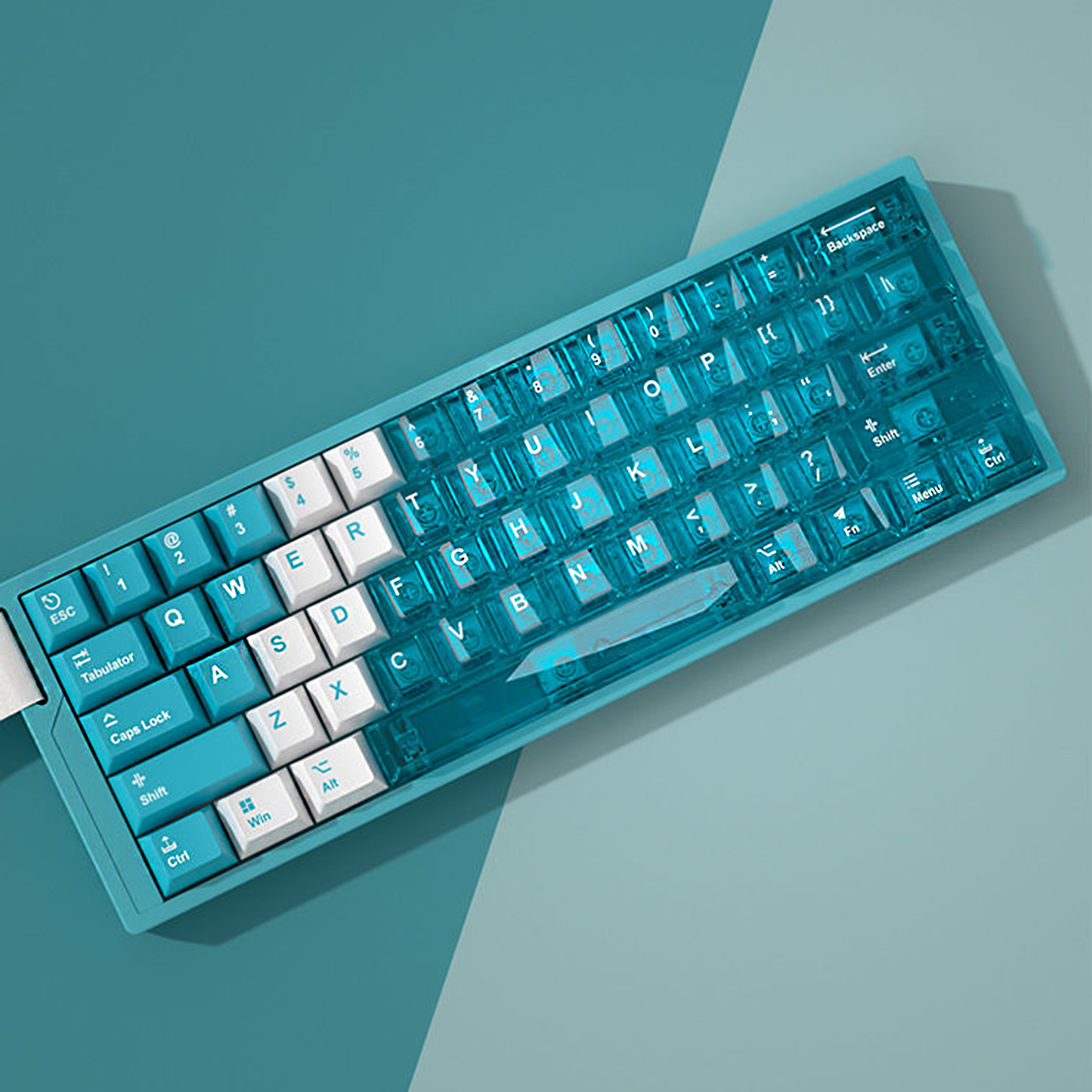 YMDK PBT+PC Transparent Keycaps Cherry Profile Shine Through Top Print Dye Sublimation Keycap for MX 61/64/68/84/87/100/104/108 MX Mechanical Keyboard