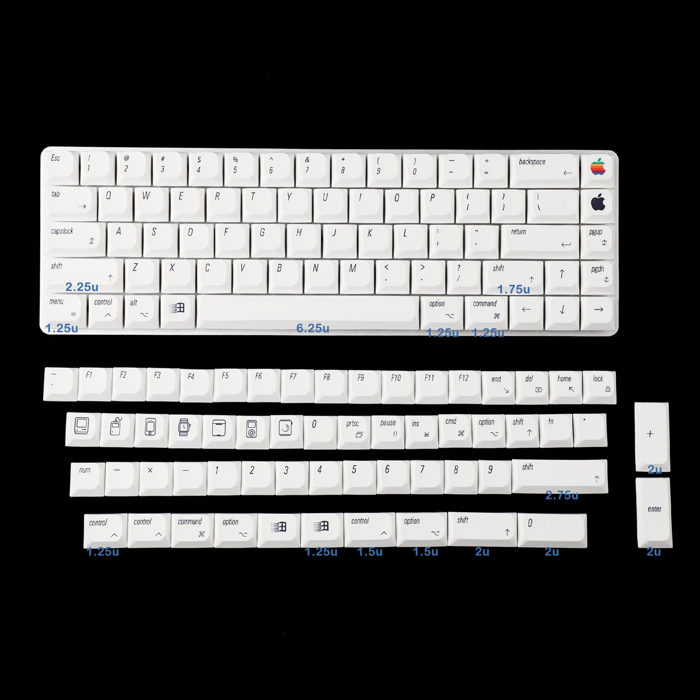 YMDK 127 Ultra-slim Key cap Mac Style Star Gradient Mx Low Profile Dye Sub PBT Keycaps For Mx 61 64 68 75 84 87 96 108 Layout Mechanical Keyboard