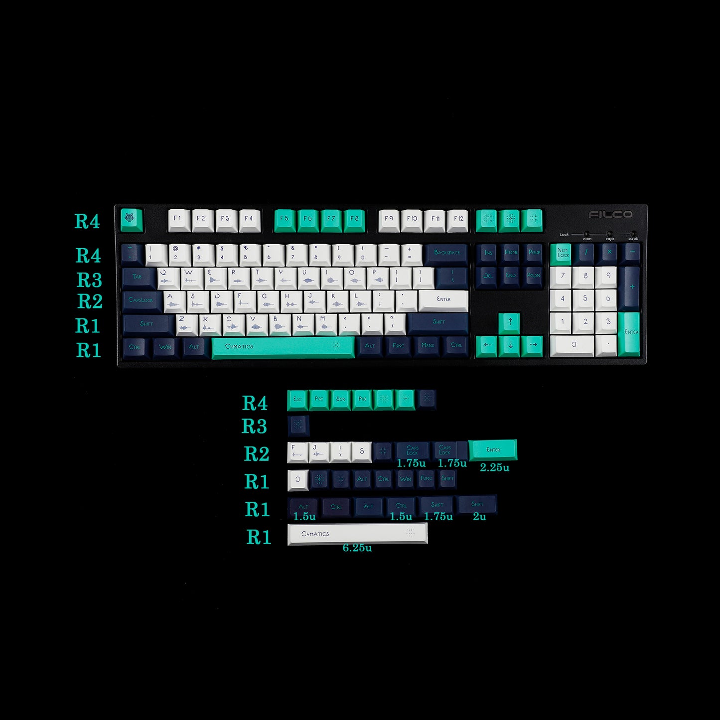 YMDK Sound Wave Theme 144 Keycaps(Dye Sub Cherry Profile 1.5mm)