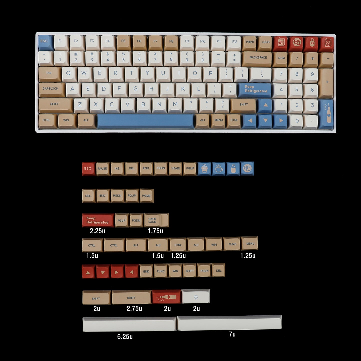 YMDK Soya Milk 145 Keycaps(Dye Sub MDA Profile PBT 1.5mm)