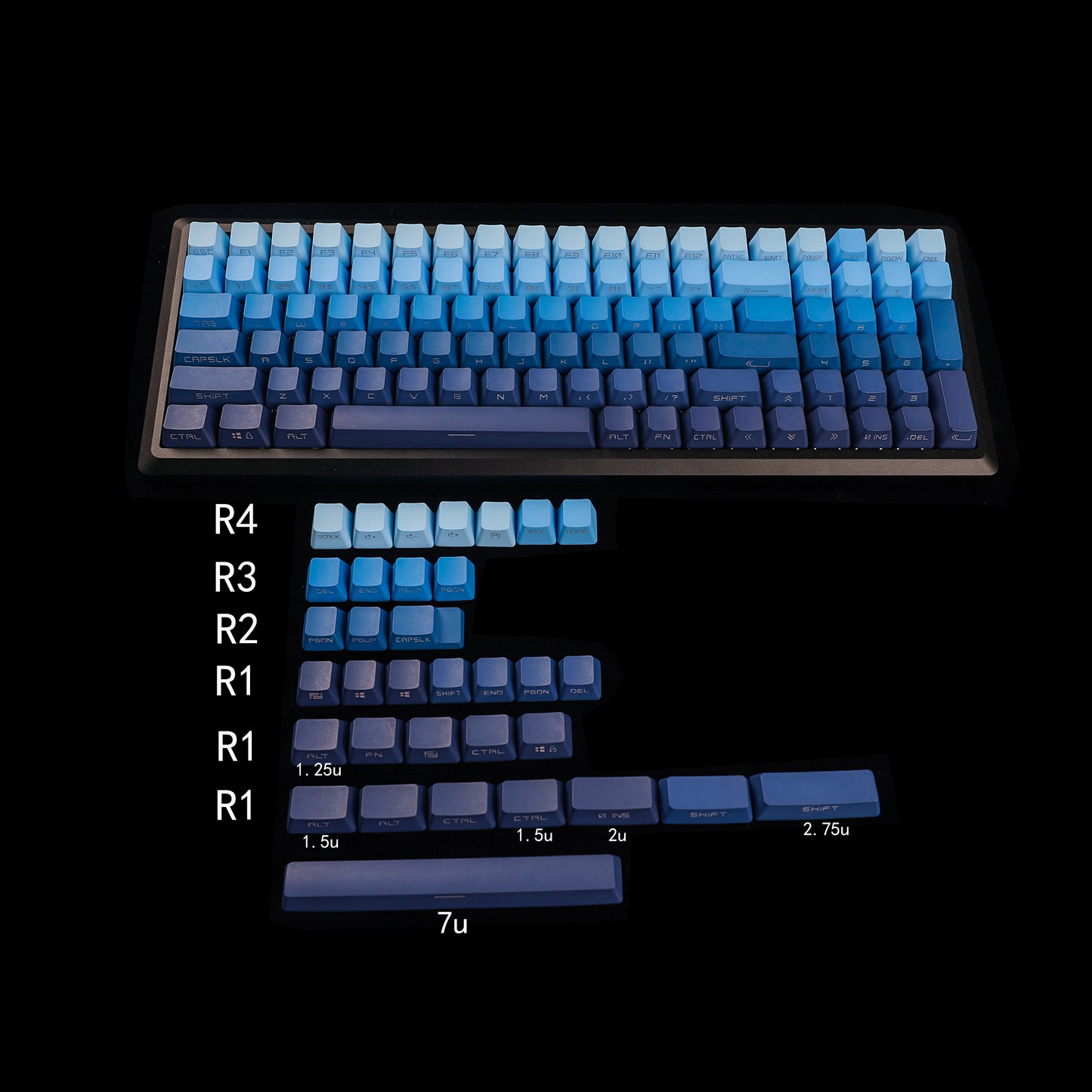 YMDK Moonrise Sidelit 134 Keycaps(Double Shot OEM Profile/108 TKL 61 65% NJ80 NCR80 84 96 Using)