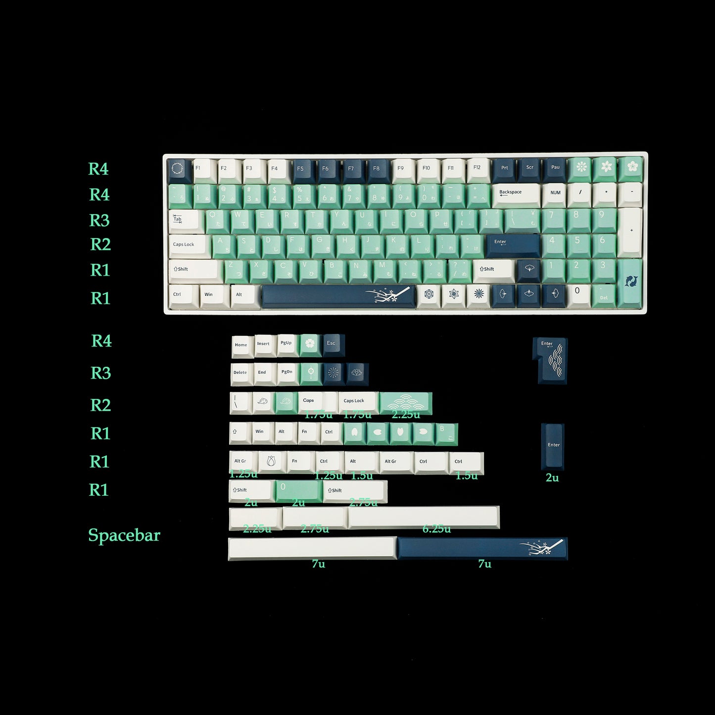 YMDK Heraldry Keycaps(Cherry Profile Dye Sub 1.5mm/ANSI108 TKL GK61 96 75 GMMK Using)