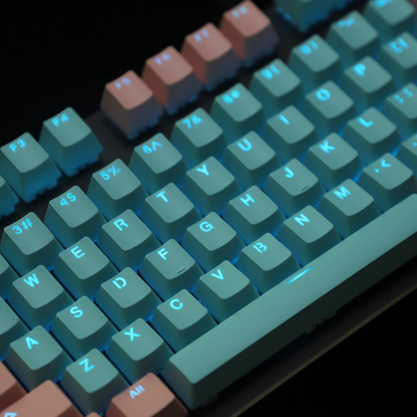 Carbon Miami PBT Double Shot Cherry Profile ANSI Backlit Keycaps for MX Mechanical Keyboard Melody 96 KBD75 68 61 87 104 Keychron(Only Keycap) (Carbon)
