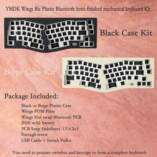 YMDK Wings Ble Bluetooth Wired Retro Hot Swappable Alice Gasket Mechanical Keyboard Kit( VIA Type C PCB Plastic Case )