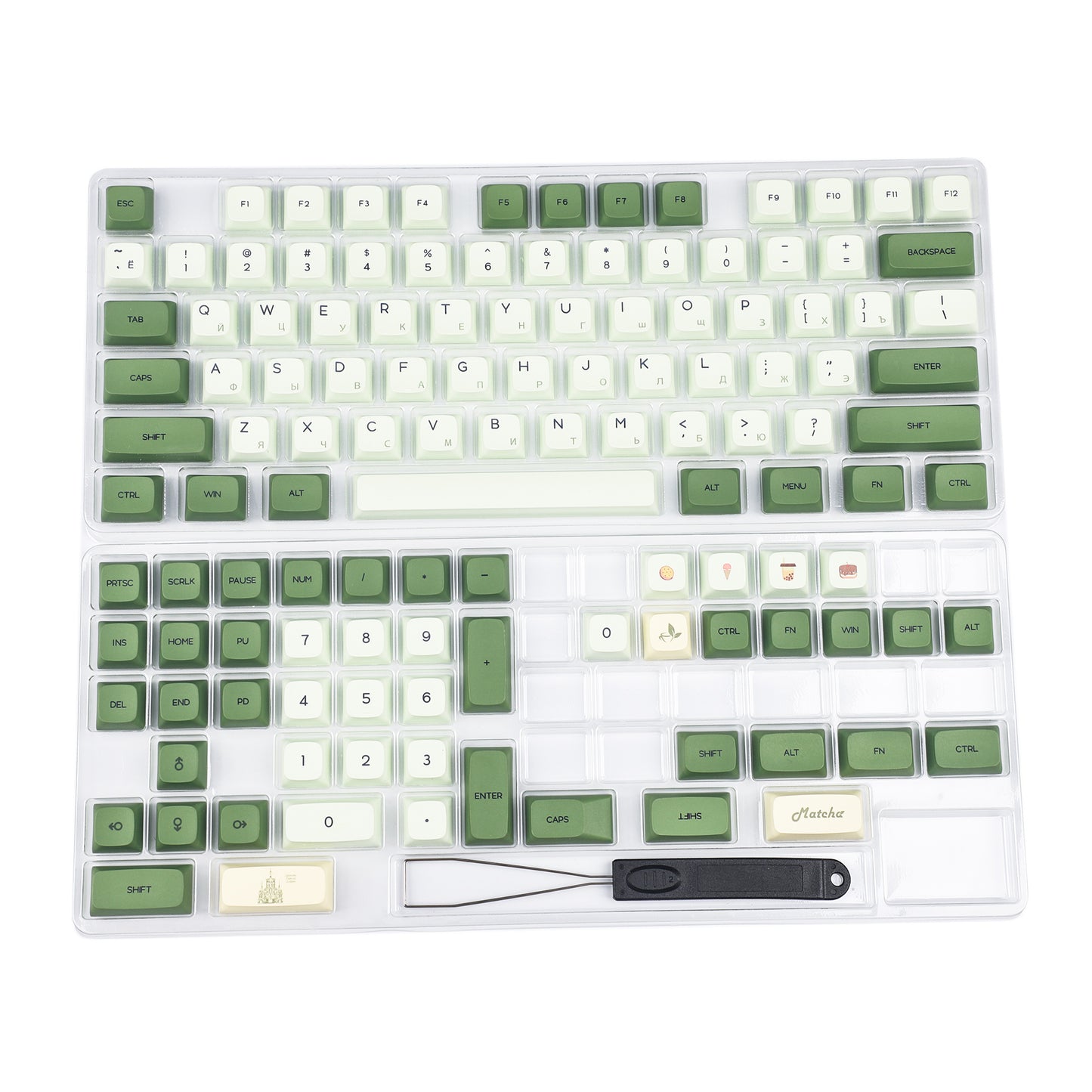 YMDK Matcha 125 Keycaps(Dye Sub ZDA Profile English Japanese Korean Russian)