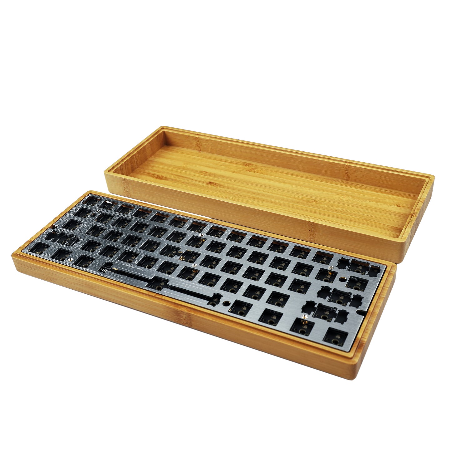 GK61 GK64 Splitted Bamboo Wood Case Mechanical Keyboard Kit(RGB Hotswap PCB Bluetooth Or Wired Programmable)