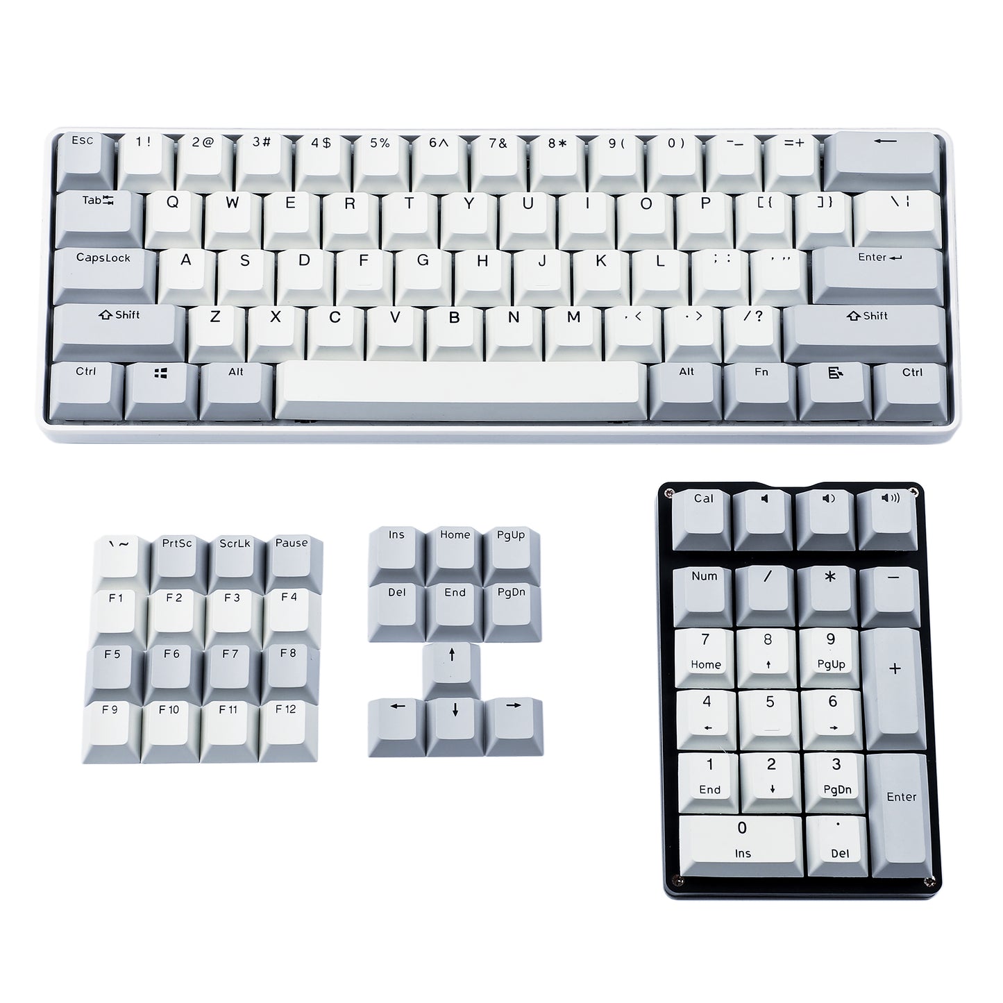 Gray With Light Gray 108 Keycaps(Double Shot Non Shine Through/ANSI 108 TKL 61 Using)