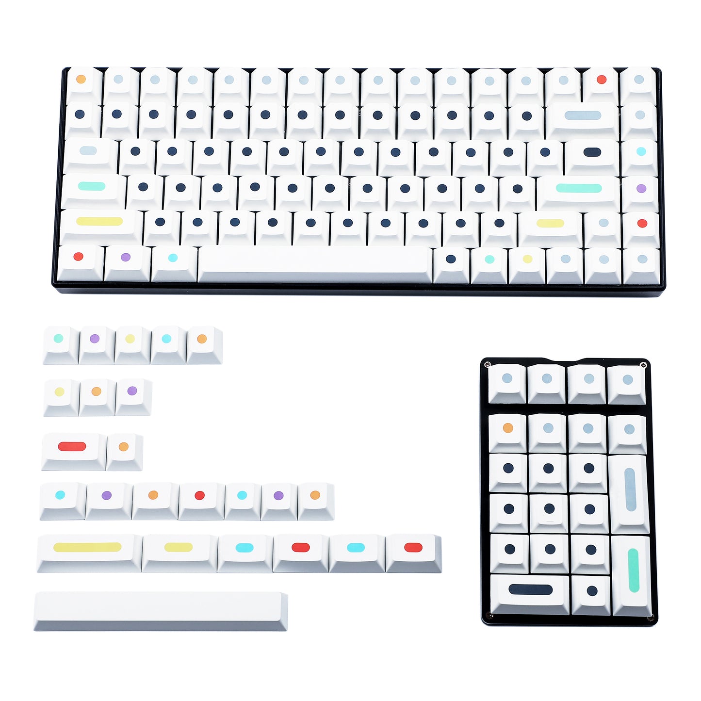 130 White Dots Keycaps(Dye Sub Cherry Profile PBT 1.5mm Thickness/ ANSI 108 TKL 61 96 84 68 GK64 Using)