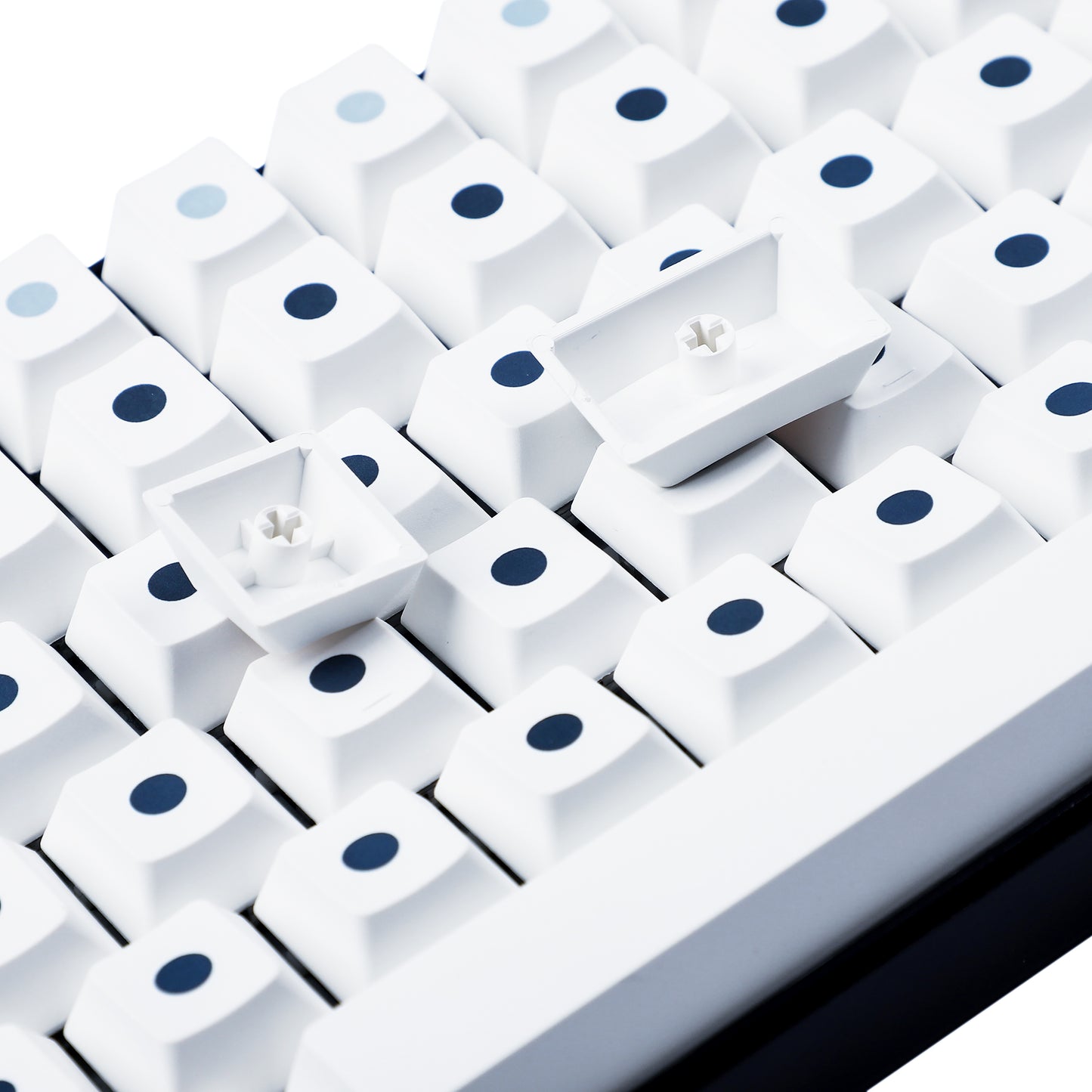 130 White Dots Keycaps(Dye Sub Cherry Profile PBT 1.5mm Thickness/ ANSI 108 TKL 61 96 84 68 GK64 Using)