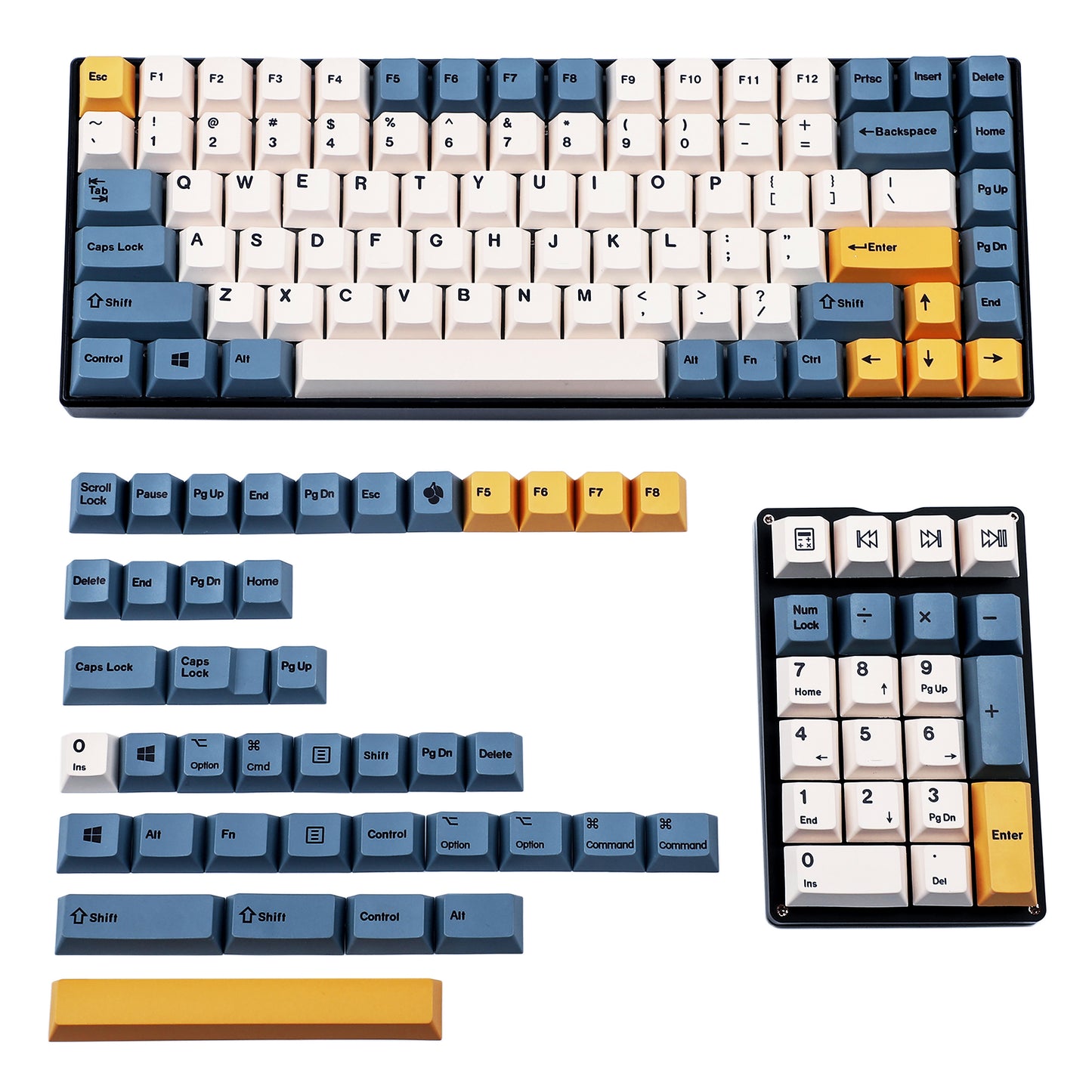 145 Apricot Yellow Keycaps(Dye Sub Cherry Profile PBT 1.5mm/TKL GK61 64 68 75 96 GMMK Using)
