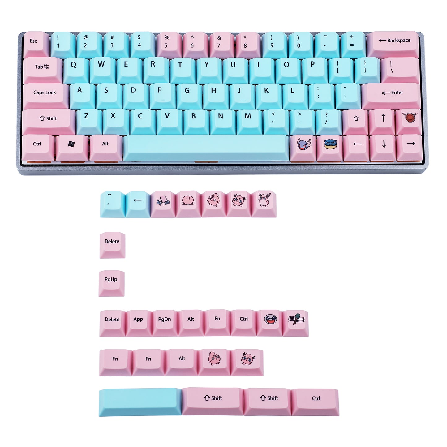 YMDK 90 keys Miami Keycaps(Dye Sub Cherry Profile 1.42mm PBT/GK64 XD64 DZ64 Minila Using)