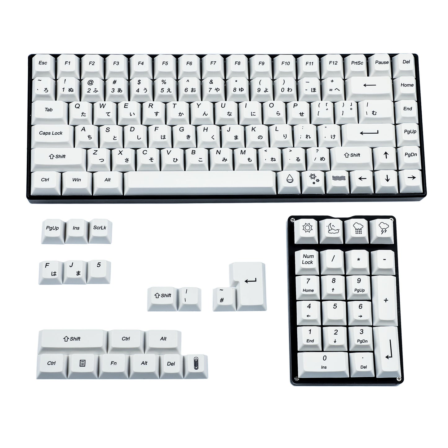 124 Beige White Japanese Keycaps(Dye Sub Cherry Profile/ANSI ISO 104 TKL 60% 96 84 Using)