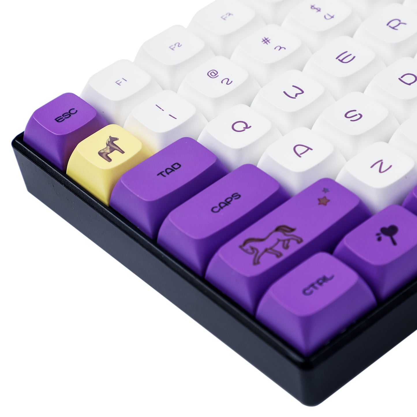 133 Horse Purple White Keycaps(Dye Sub ZDA Profile PBT 1.55mm/104 87 61 Melody 96 KBD75 ID80 GK64 Using)