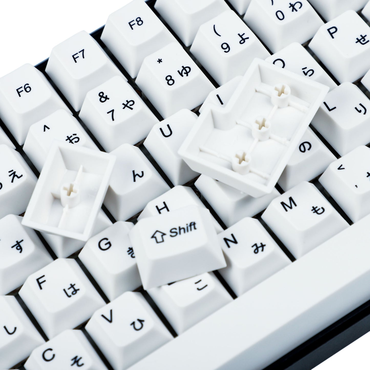 124 Beige White Japanese Keycaps(Dye Sub Cherry Profile/ANSI ISO 104 TKL 60% 96 84 Using)