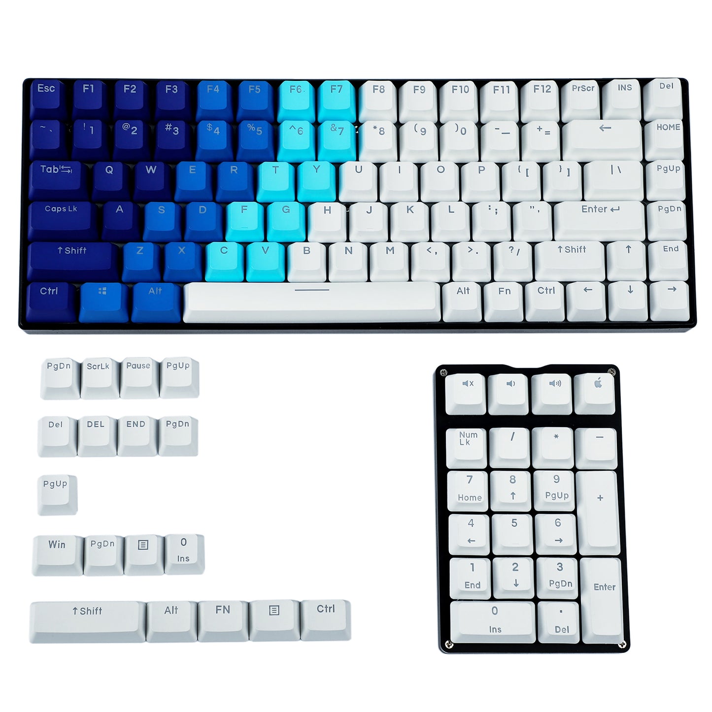 122 Blue White Gradient Backlit Keycaps(Double Shot OEM Profile/104 87 84 68 Using)