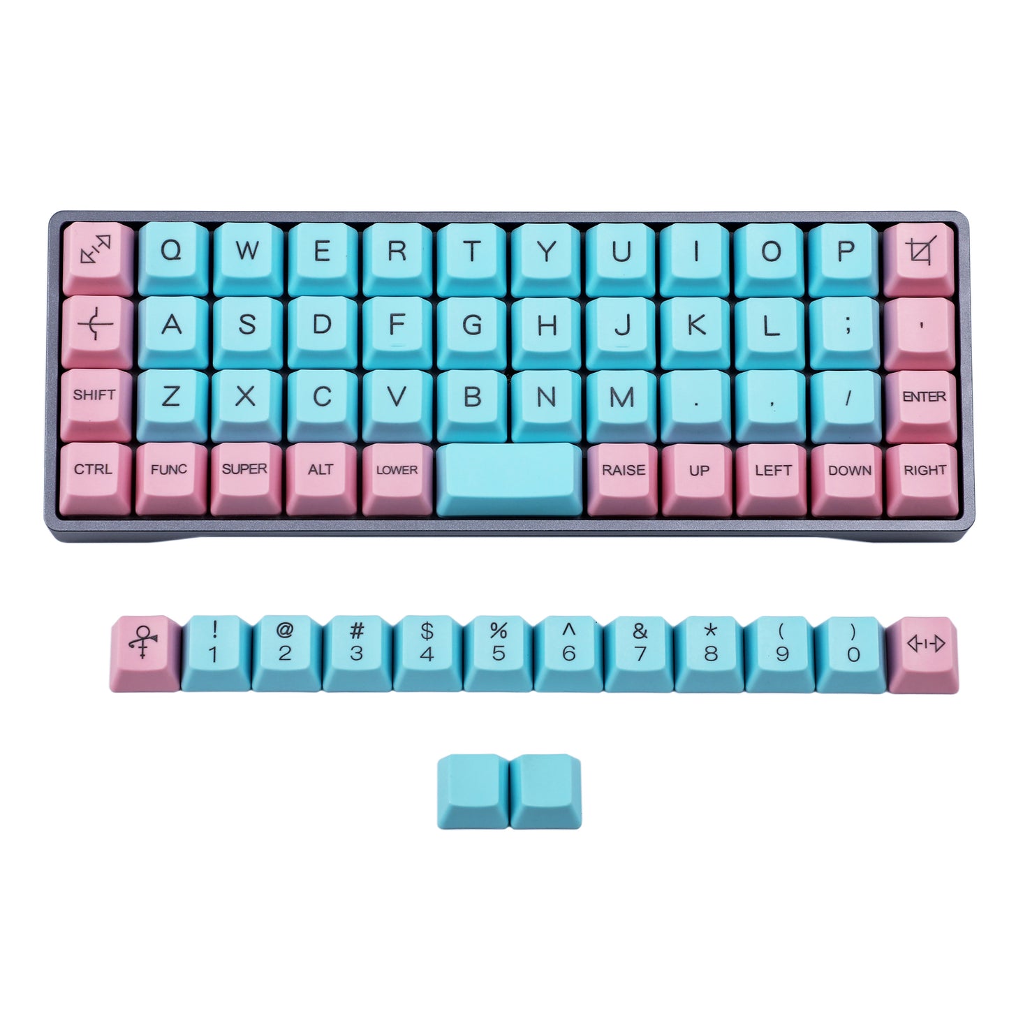 61 Laser-Etched Miami Keycaps(Planck Niu40 Preonic 40% Using/OEM Profile 1.5mm Thickness PBT)