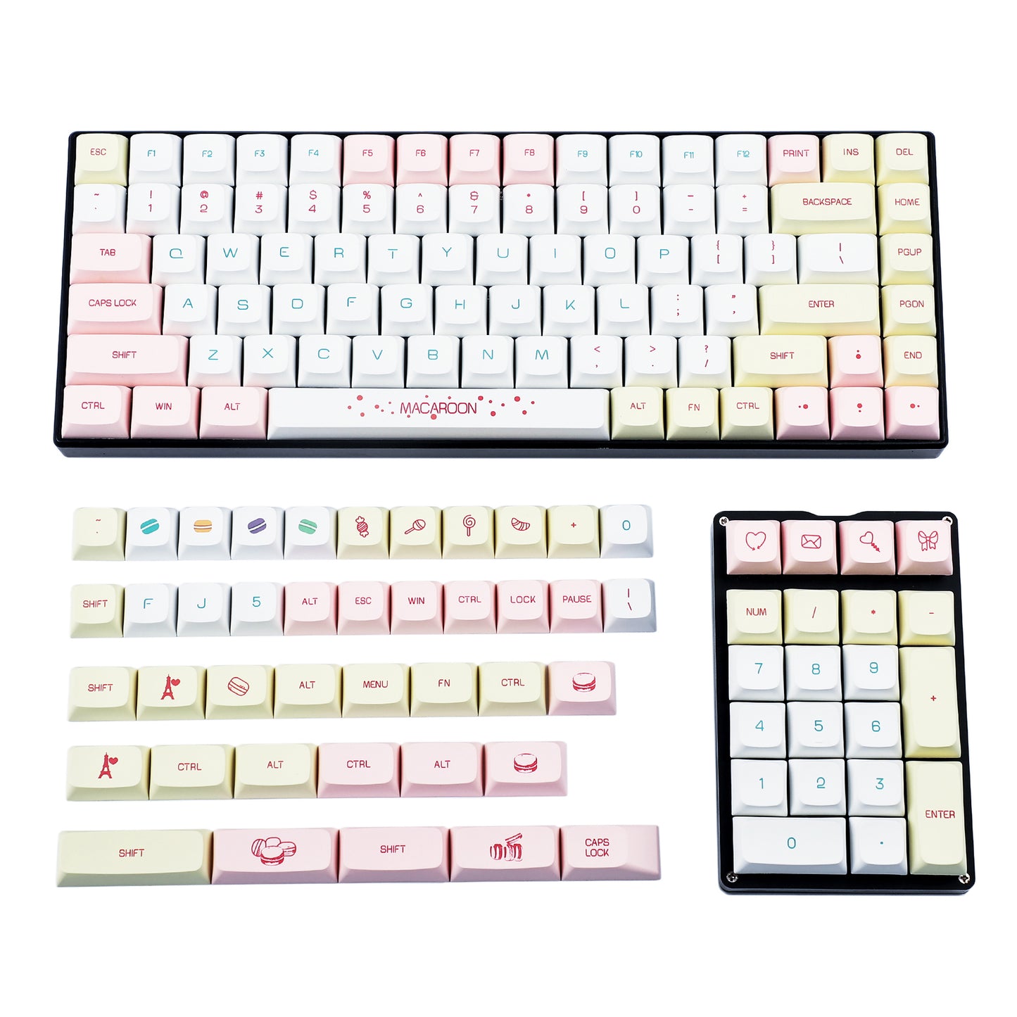 146 MACAROON Keycaps(Dye Sub ZDA Profile PBT 1.55mm Thickness/104 87 61 Melody 96 KBD75 ID80 GK64 68 SP84 Using)