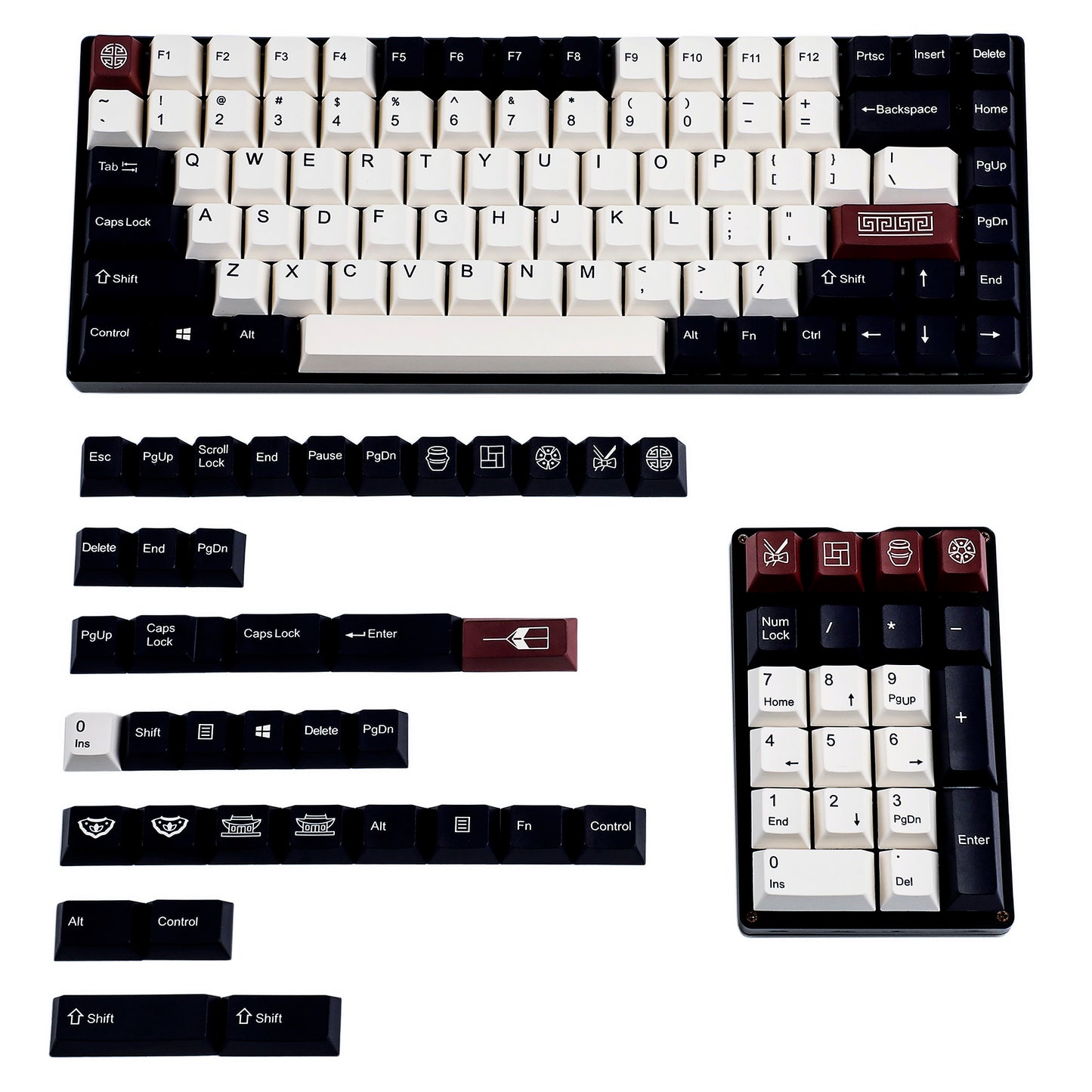 142 KR Keycaps(Dye Sub Cherry Profile 1.5mm/ANSI104 TKL GK61 96 75 GMMK Using)