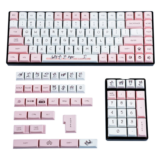 138 Chis Cat Keycaps(Dye Sub ZDA Profile 1.55mm/ANSI ISO 108 87 61 Melody 96 KBD75 ID80 GK64 68 Using)